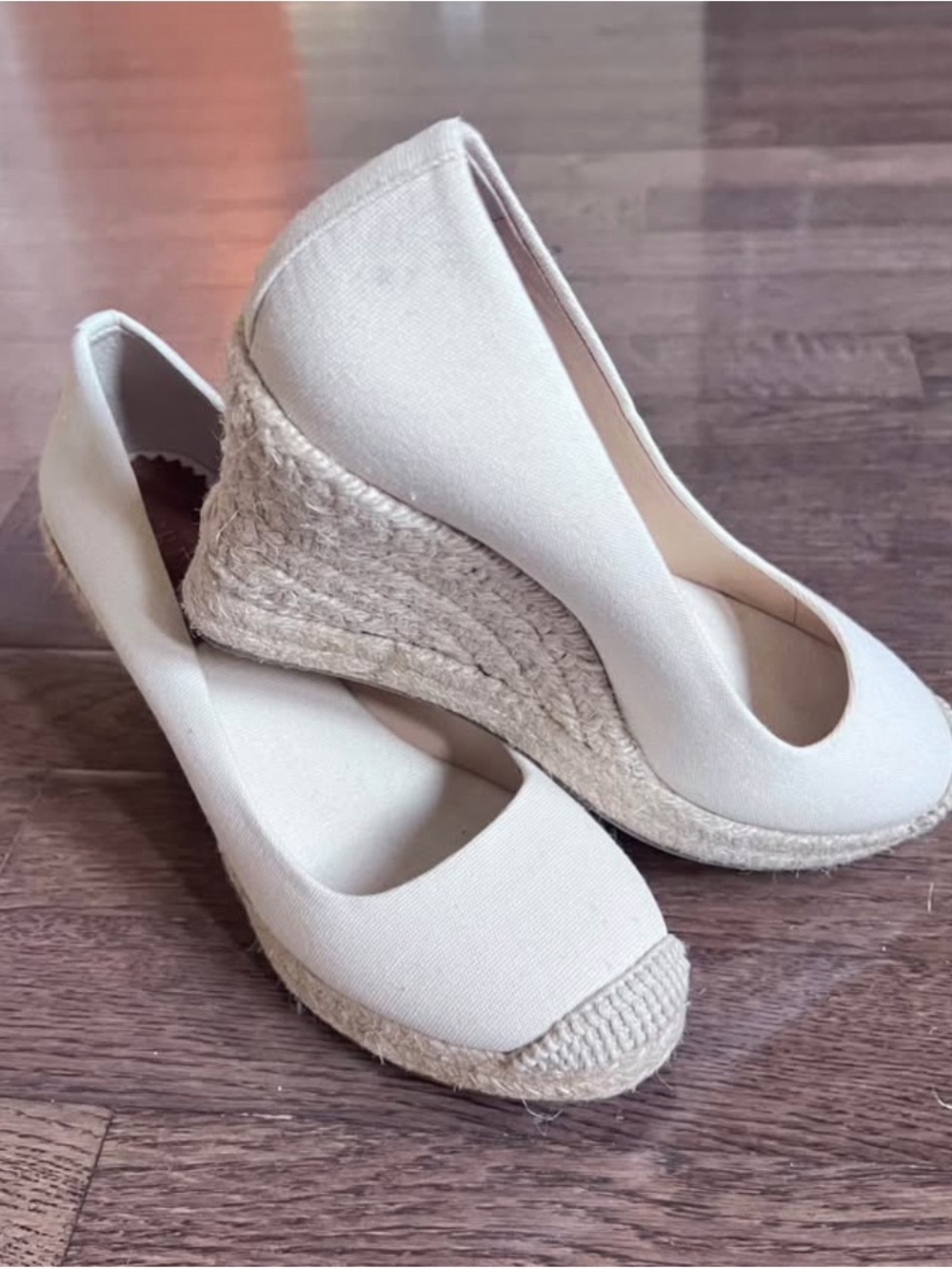 Women’s Cream Espadrille Wedge Pumps